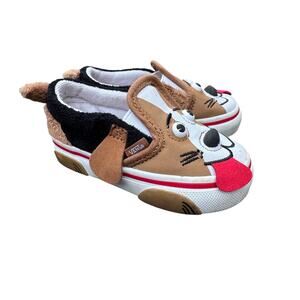 Vans off The Wall Dog Slip-on V Shoes Toddler Sz 4.5 Brown Logo Round Toe 721454